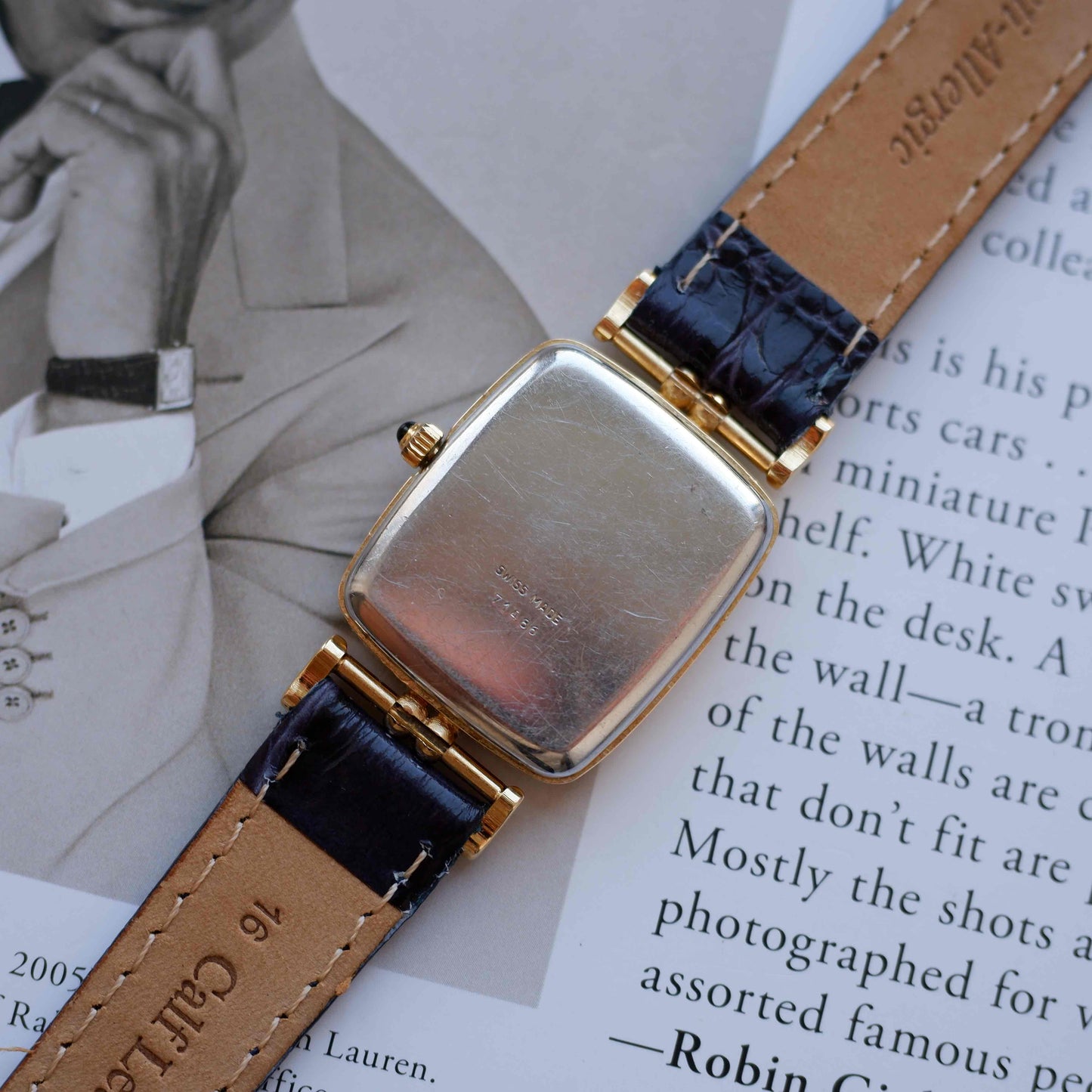 Vintage Dreffa Tank Dress Watch Articulated Lugs Mechanical Golden White Roman Dial