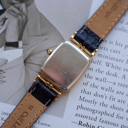 Vintage Dreffa Tank Dress Watch Articulated Lugs Mechanical Golden White Roman Dial