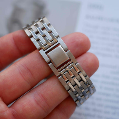 Vintage Lorus Tank White Roman Dial Date and Steel Bracelet 90s