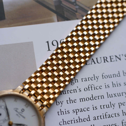 Vintage Osco Moon Phase Dress Watch 80s Gold Day and Date Quartz