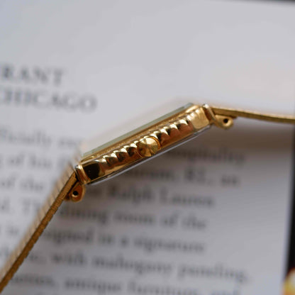 Vintage Citizen Tank Style Gold with Champagne Stripe Dial 80s