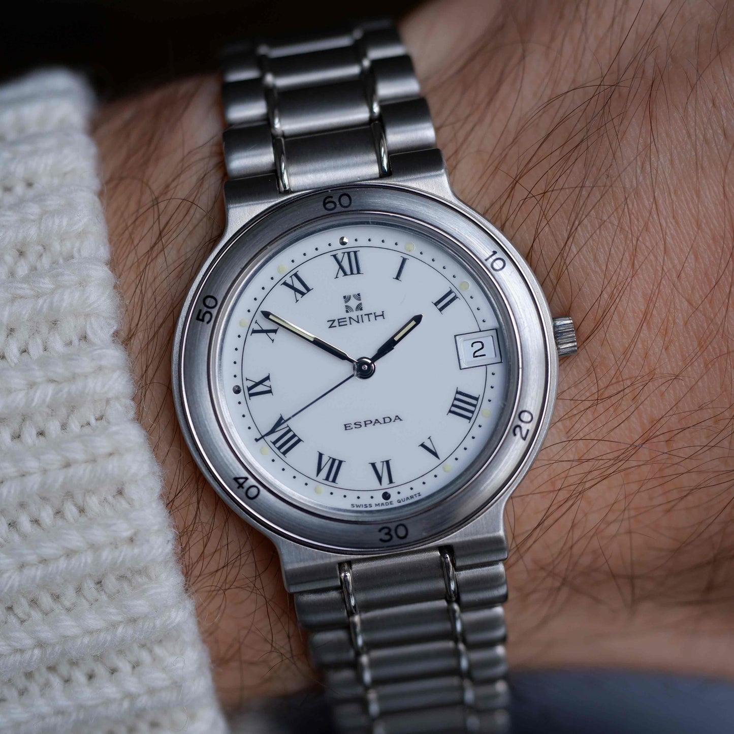 Vintage Zenith Espada White Roman Dial Quartz from the 90s - NOS