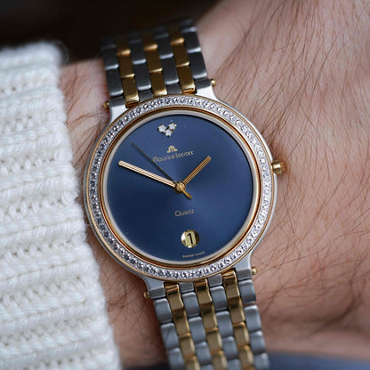 Vintage Maurice Lacroix Midnight Blue Dial 90s Two Tone Golden - NOS