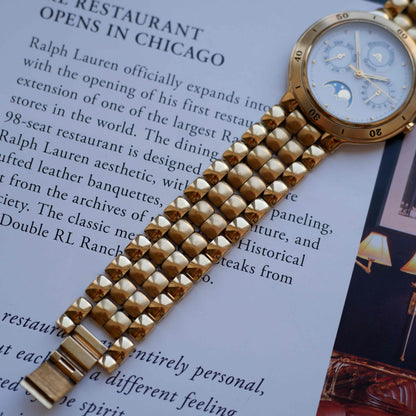 Vintage Maurice Lacroix Moon Phase Golden Day-Date Subdial 90s Quartz