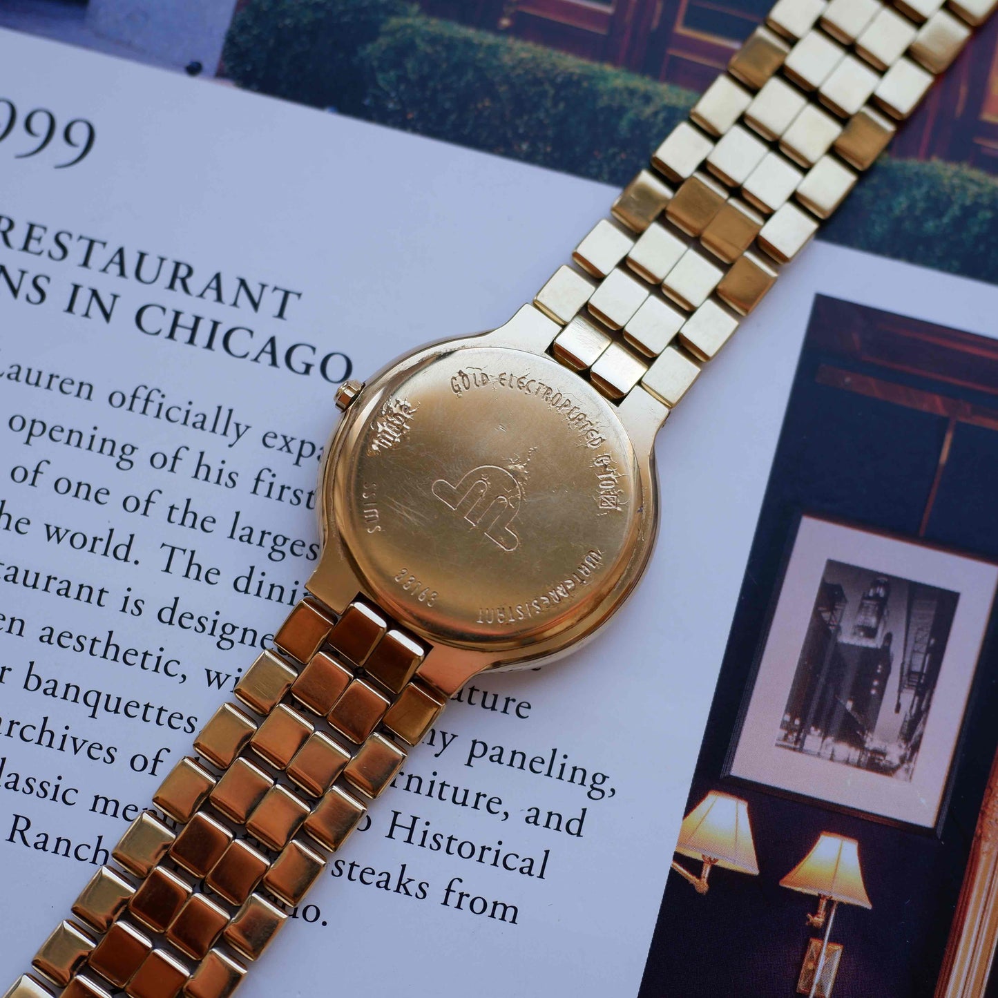 Vintage Maurice Lacroix Moon Phase Golden Day-Date Subdial 90s Quartz
