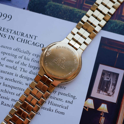 Vintage Maurice Lacroix Moon Phase Golden Day-Date Subdial 90s Quartz