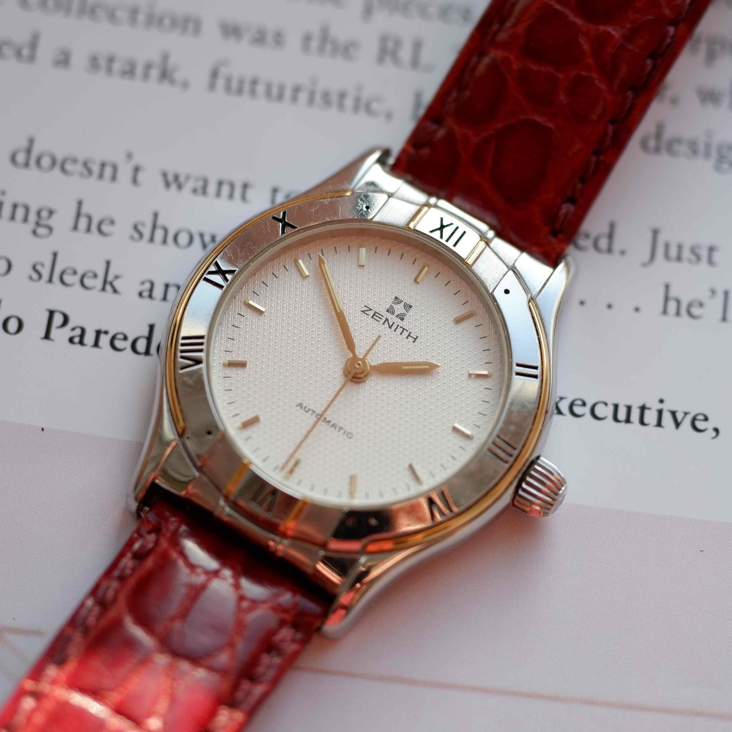 Vintage Zenith Waffle Dial 90s Ref. 19.3140.467 Cal 49.0 Two-Tone Automatic