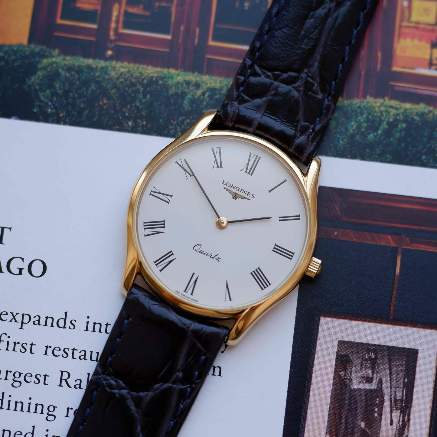 Vintage Longines Dress Watch Ultra Thin 80s White Roman Dial - MINT