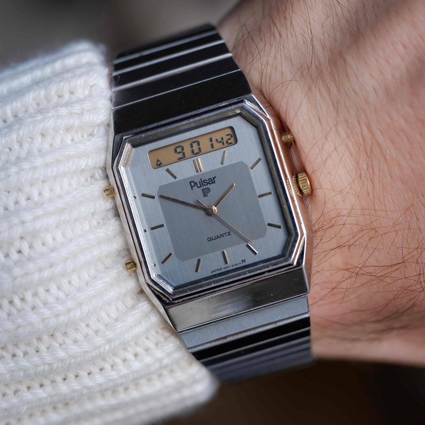 Vintage Pulsar AnaDigi Quartz Two Tone Gold from the 80s