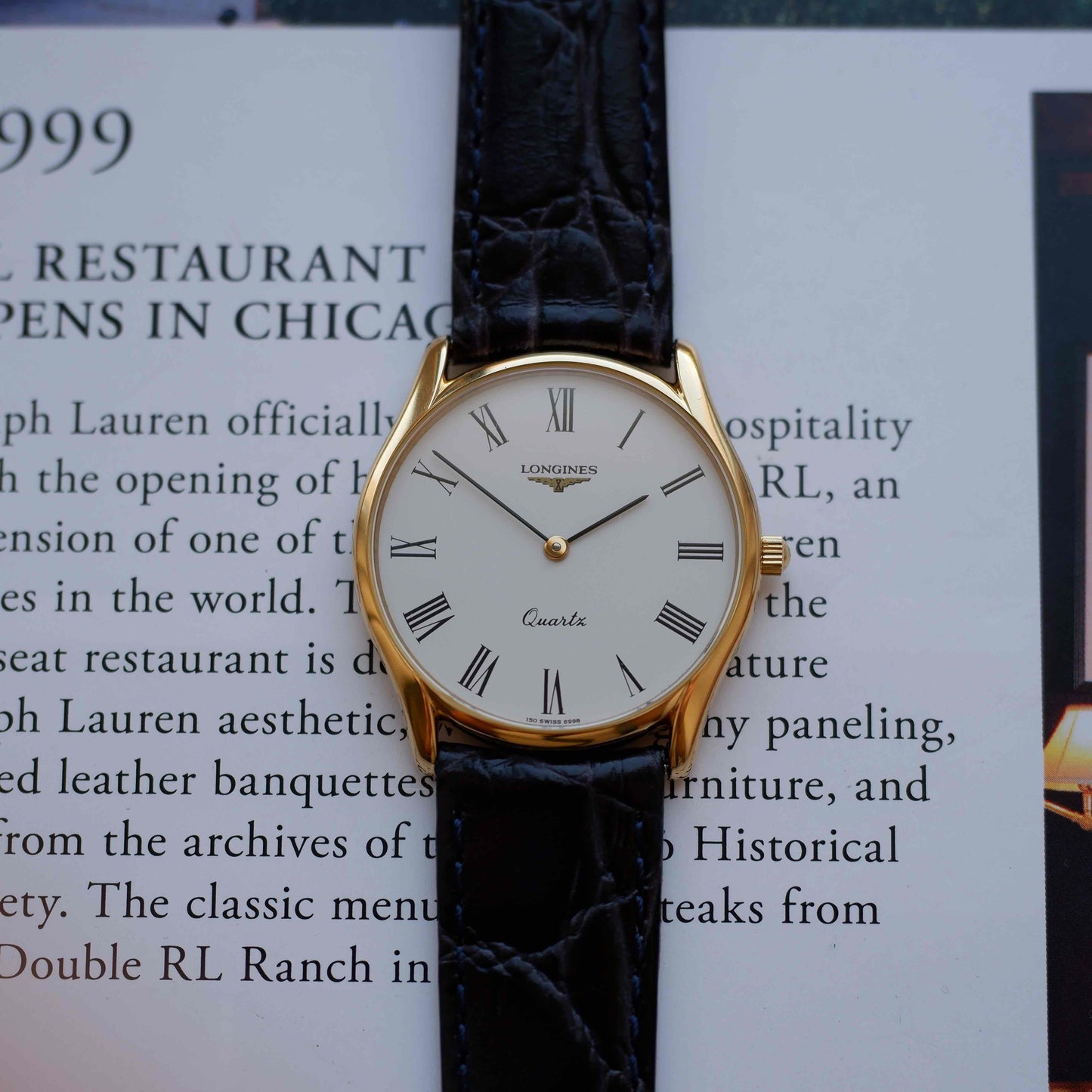 Vintage Longines Dress Watch Ultra Thin 80s White Roman Dial - MINT