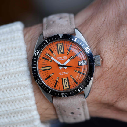 Vintage Sandoz 70s Skin Diver Automatic Orange Dial Date MINT