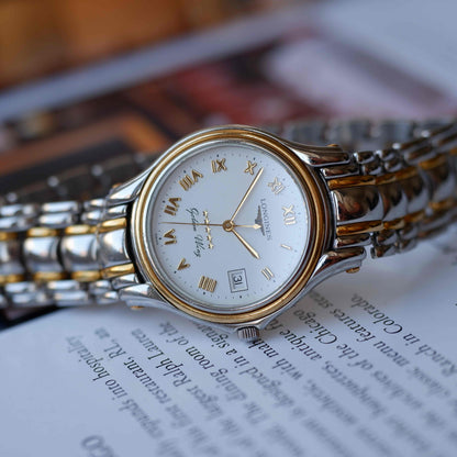 Vintage Longines Golden Wing L3.606.5 18K Gold 80s White Roman Dial with Date