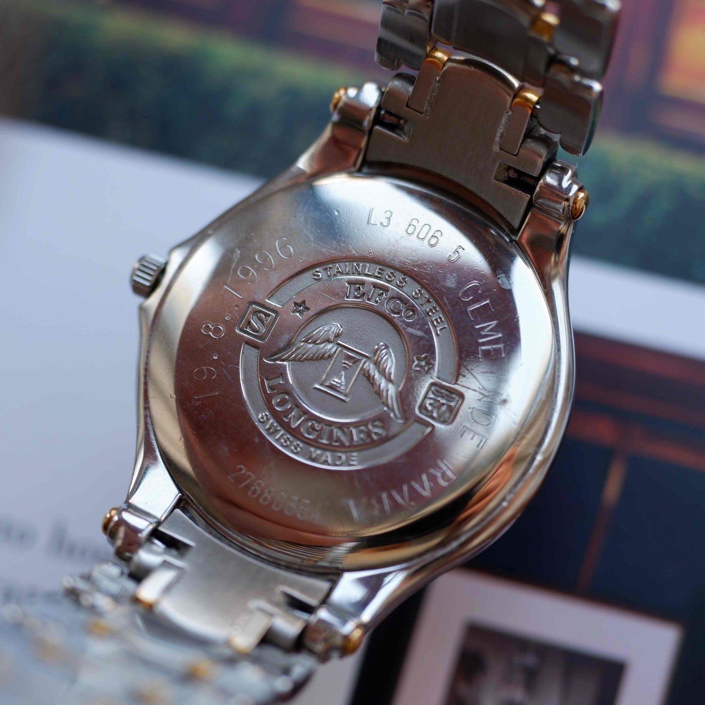 Vintage Longines Golden Wing L3.606.5 18K Gold 80s White Roman Dial with Date