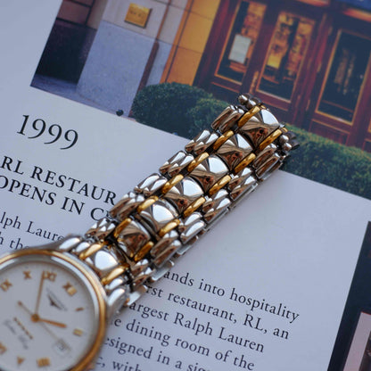 Vintage Longines Golden Wing L3.606.5 18K Gold 80s White Roman Dial with Date