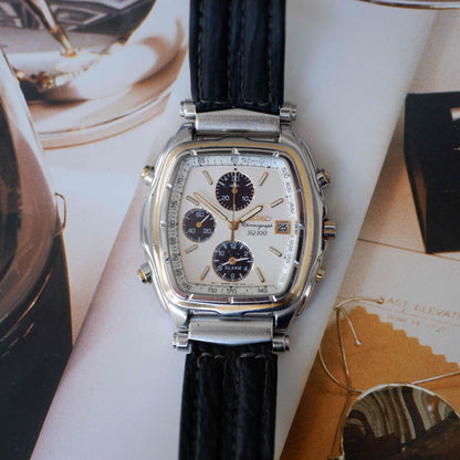 Vintage Seiko Tonneau Chronograph Alarm Two-Tone Quartz from the 90s