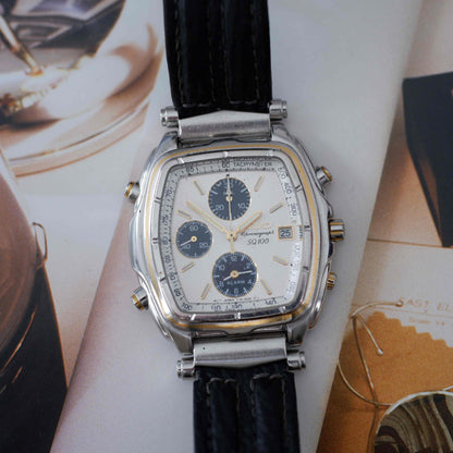 Vintage Seiko Tonneau Chronograph Alarm Two-Tone Quartz from the 90s