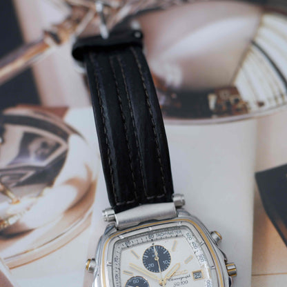 Vintage Seiko Tonneau Chronograph Alarm Two-Tone Quartz from the 90s