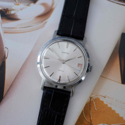 Vintage Vostok Dress Watch Silver Sunburst Dial Date Mechanical 70s MINT