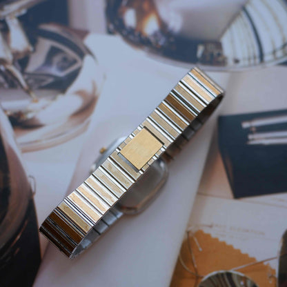 Vintage Citizen Dress Integrated Two-Tone Bracelet Strcutured Champagne Dial 80s