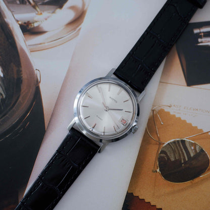 Vintage Vostok Dress Watch Silver Sunburst Dial Date Mechanical 70s MINT
