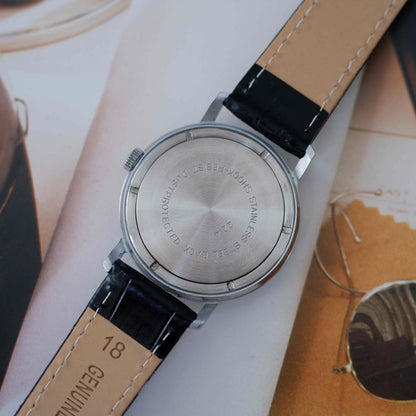 Vintage Vostok Dress Watch Silver Sunburst Dial Date Mechanical 70s MINT