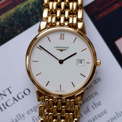 Vintage Longines La Grande Classique Dress Watch 90s Gold Quartz Mint
