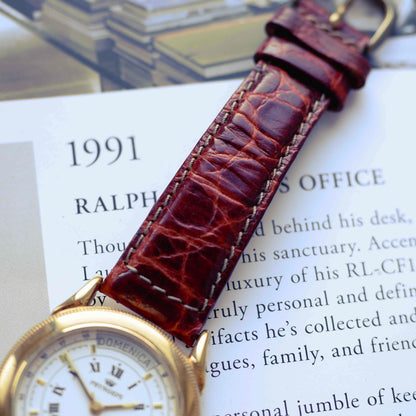 Vintage Pryngeps Automatic Italien Day-Date Watch 90s Gold Roman Dial 25 Jewels