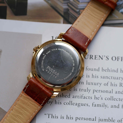 Vintage Pulsar by Seiko Day-Date Subdial Marine Style Gold Watch