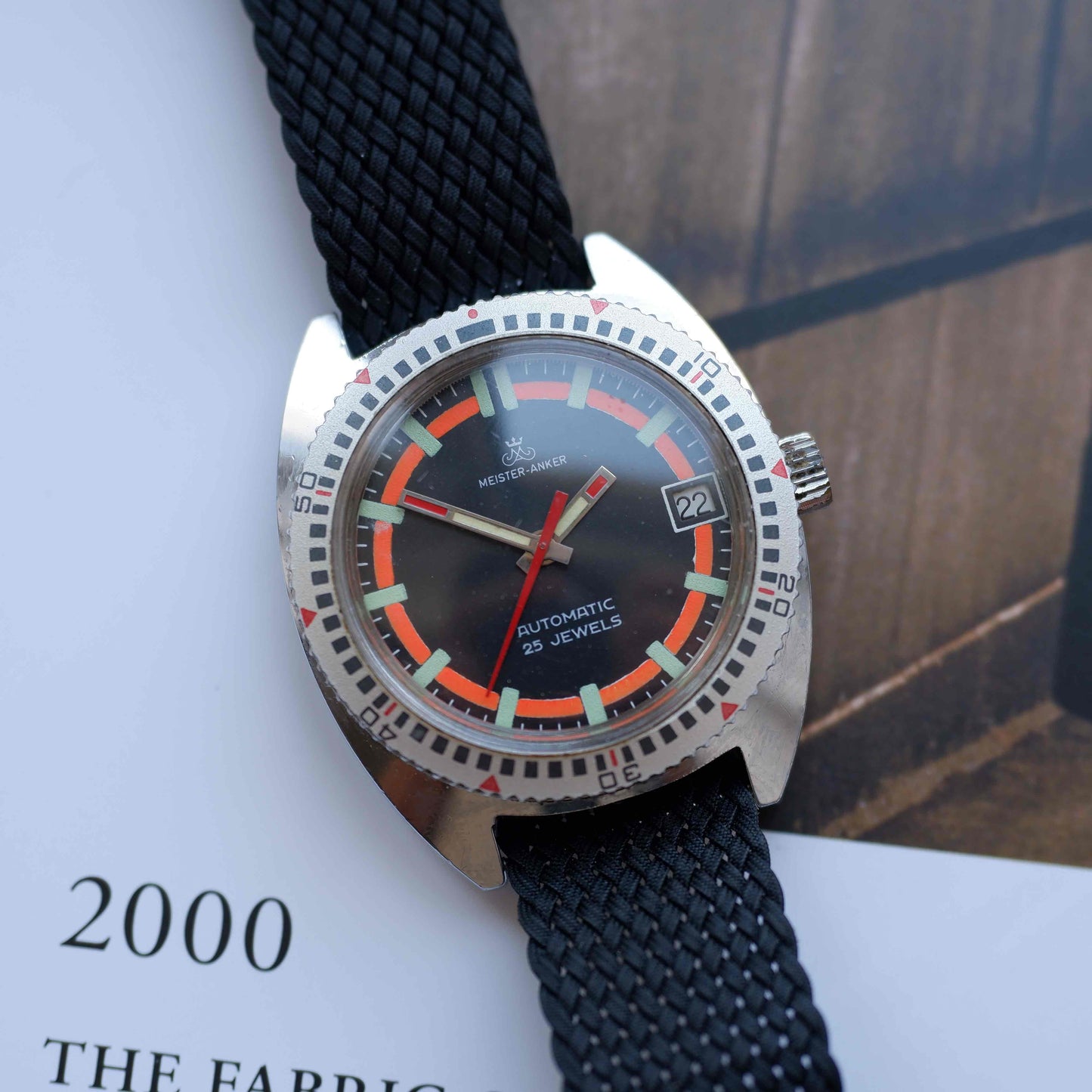 Vintage Meister Anker Diver Black Dial Date 25 Jewels Automatic 70s