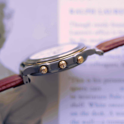 Vintage Citizen Chronograph Alarm Titan 80s Gold Two Tone Quartz