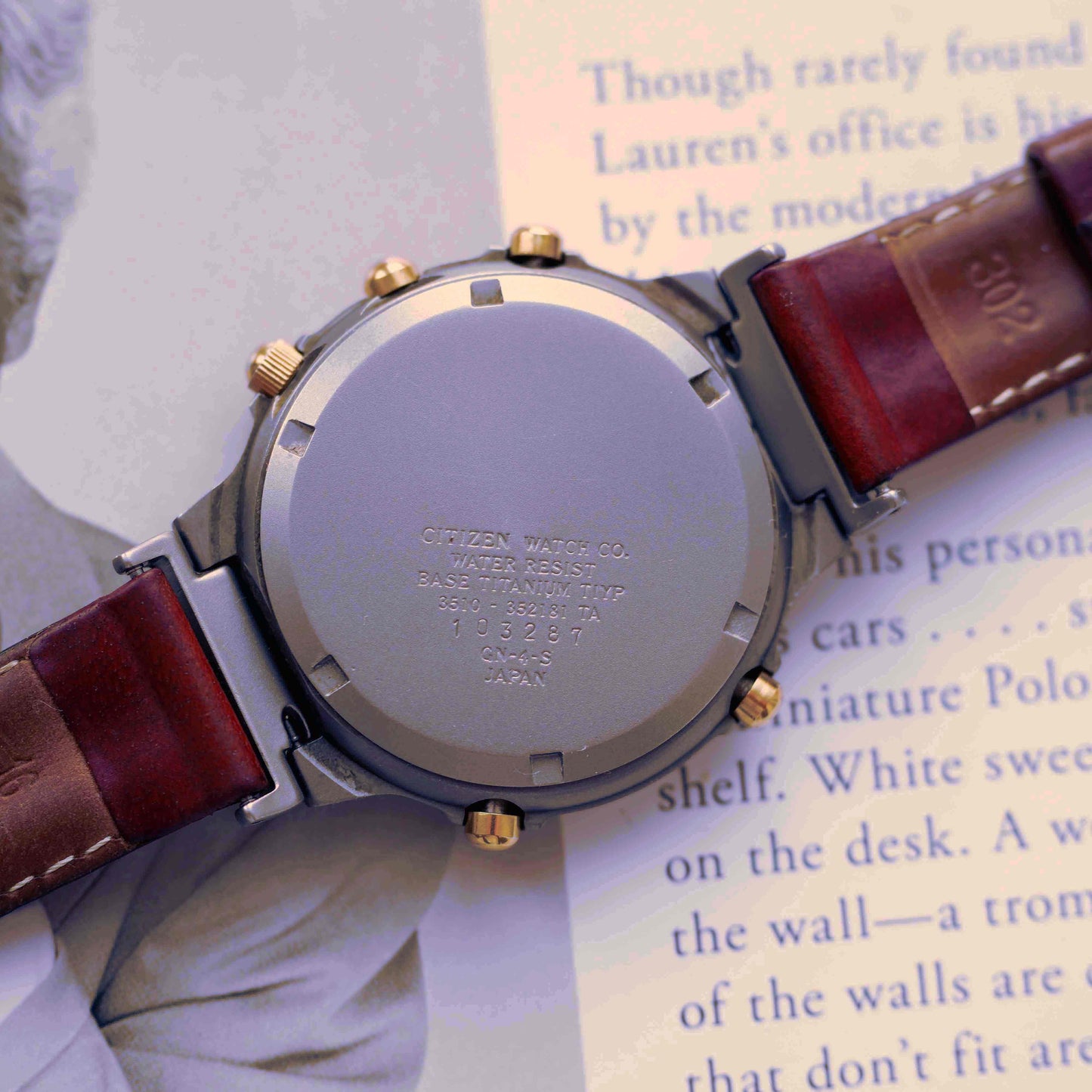 Vintage Citizen Chronograph Alarm Titan 80s Gold Two Tone Quartz