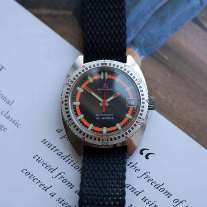 Vintage Meister Anker Diver Black Dial Date 25 Jewels Automatic 70s