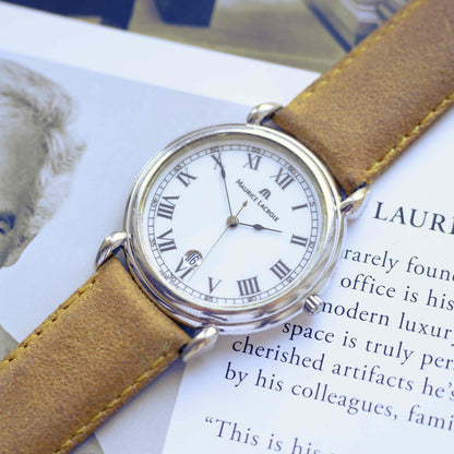Vintage Maurice Lacroix Roman Dial Date Dress Watch 90s Quartz