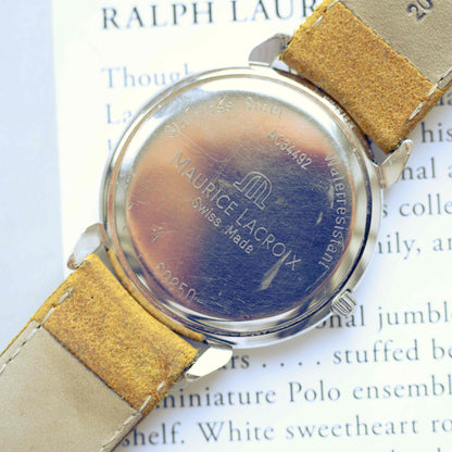 Vintage Maurice Lacroix Roman Dial Date Dress Watch 90s Quartz