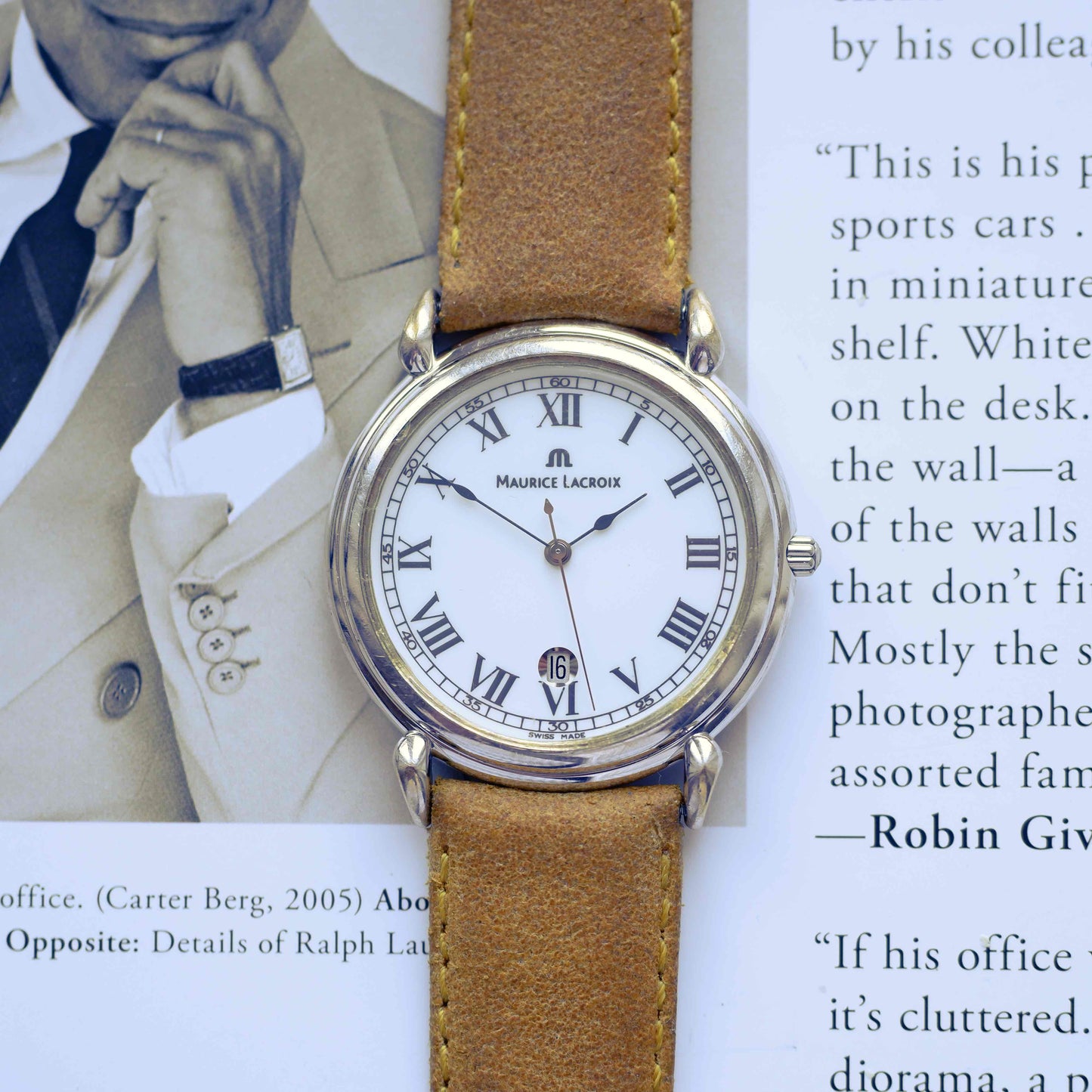 Vintage Maurice Lacroix Roman Dial Date Dress Watch 90s Quartz