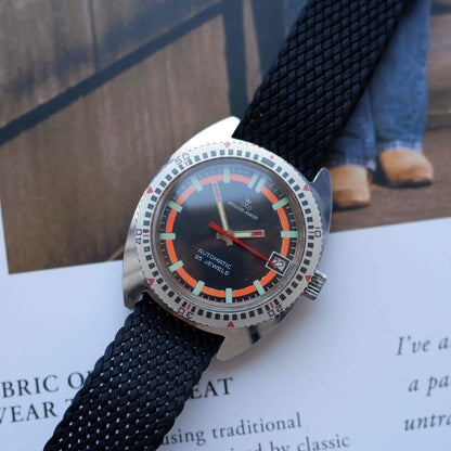 Vintage Meister Anker Diver Black Dial Date 25 Jewels Automatic 70s