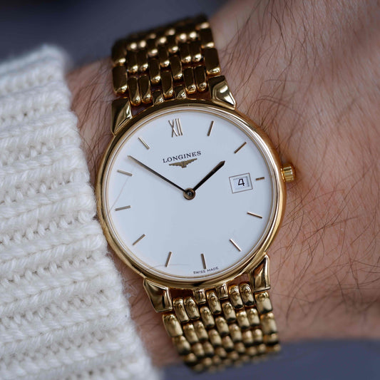 Vintage Longines La Grande Classique Dress Watch 90s Gold Quartz Mint