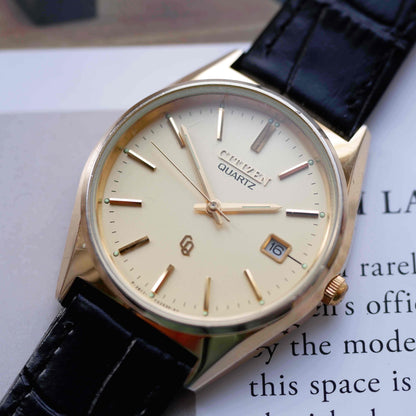 Vintage Citizen Day Date 80s Gold Baton Indices Quartz