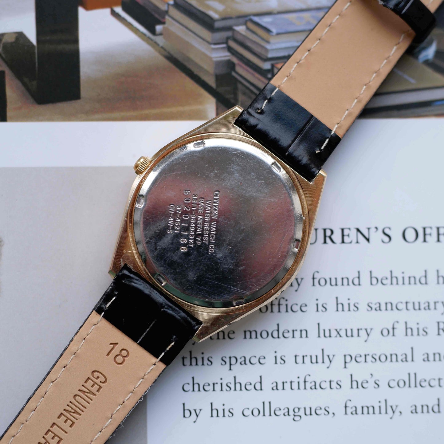 Vintage Citizen Day Date 80s Gold Baton Indices Quartz