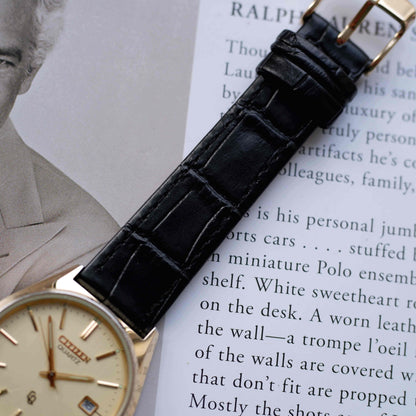 Vintage Citizen Day Date 80s Gold Baton Indices Quartz