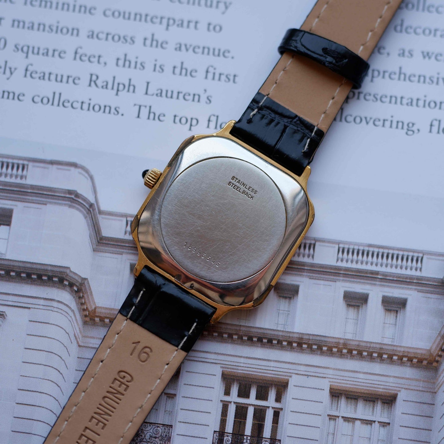 Vintage Longines TV Case Watch Gold Linen Dial Cabochon Crown 80s