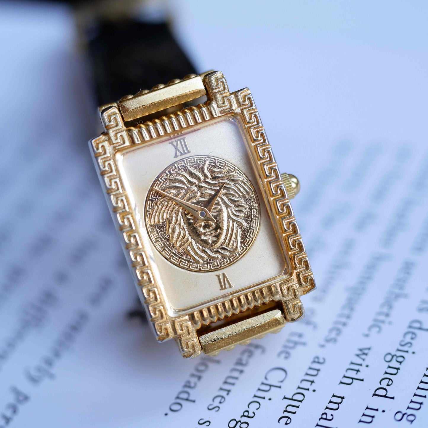 Vintage Gianni Versace Medusa Tank Watch 90s Gold Roman Dial Quartz