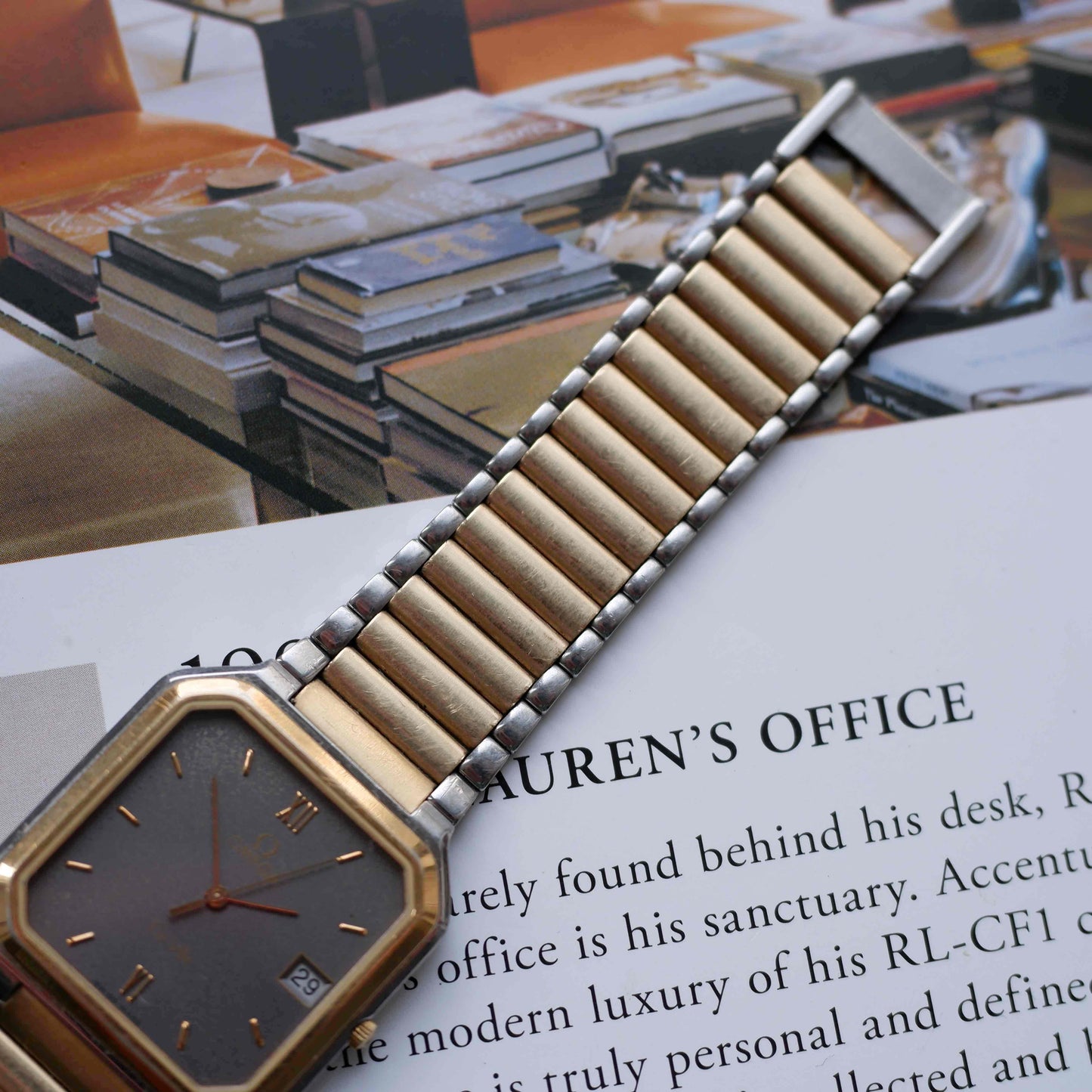 Vintage Omega DeVille Two-Tone Gray Dial Quartz 80s with Box
