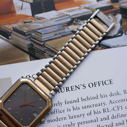 Vintage Omega DeVille Two-Tone Gray Dial Quartz 80s with Box