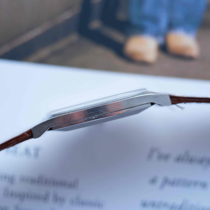 Vintage Bulova Tank Longchamp Watch 70s Blue Dial Swiss Manual Wind