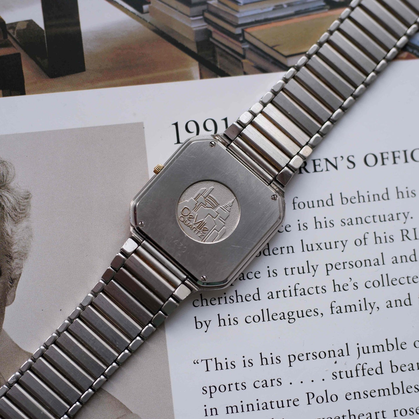 Vintage Omega DeVille Two-Tone Gray Dial Quartz 80s with Box