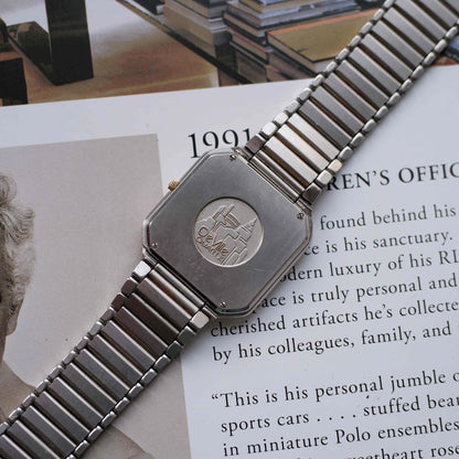 Vintage Omega DeVille Two-Tone Gray Dial Quartz 80s with Box
