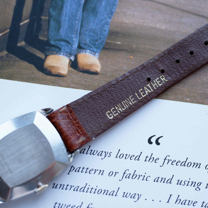 Vintage Bulova Tank Longchamp Watch 70s Blue Dial Swiss Manual Wind