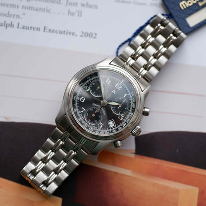 Vintage Maurice Lacroix Chronograph Black Dial Quartz 90s - NOS