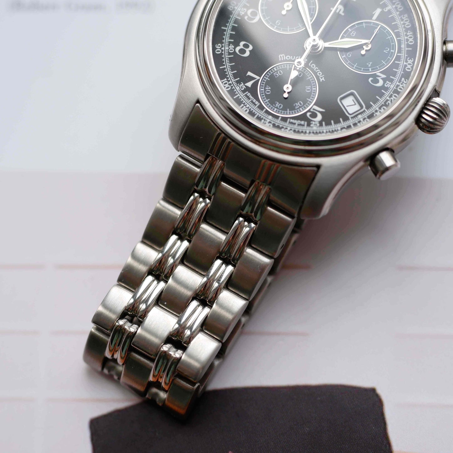 Vintage Maurice Lacroix Chronograph Black Dial Quartz 90s - NOS